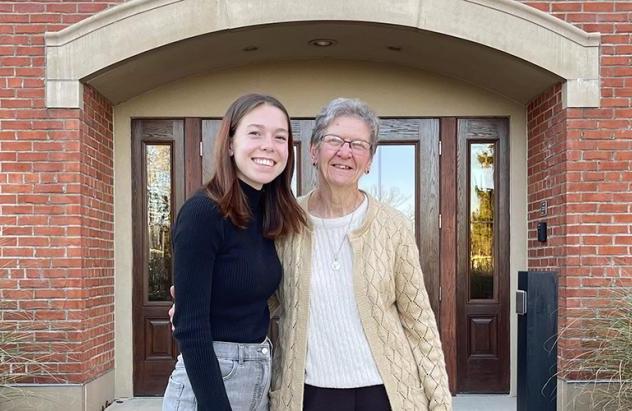 Isabel Chasney with nun -- oral history project